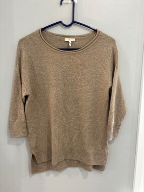 Joie Tan Cashmere and Wool Blend Sweater Neutral Classic Timeless Cozy Warm S